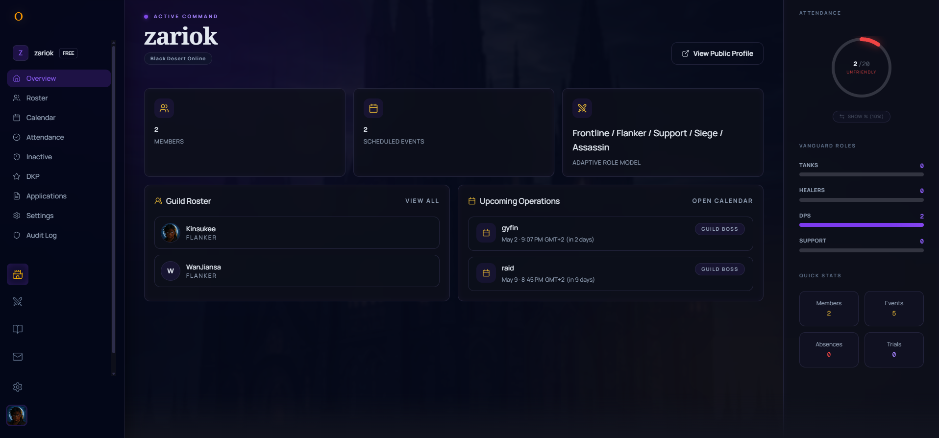 Oblivark Dashboard — Guild Management Platform